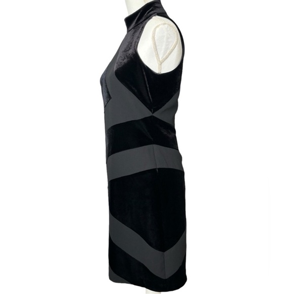 Laundry by Shelli Segal Vintage 90s Black Velvet Mini Geometric Halter Dress - Picture 8 of 9